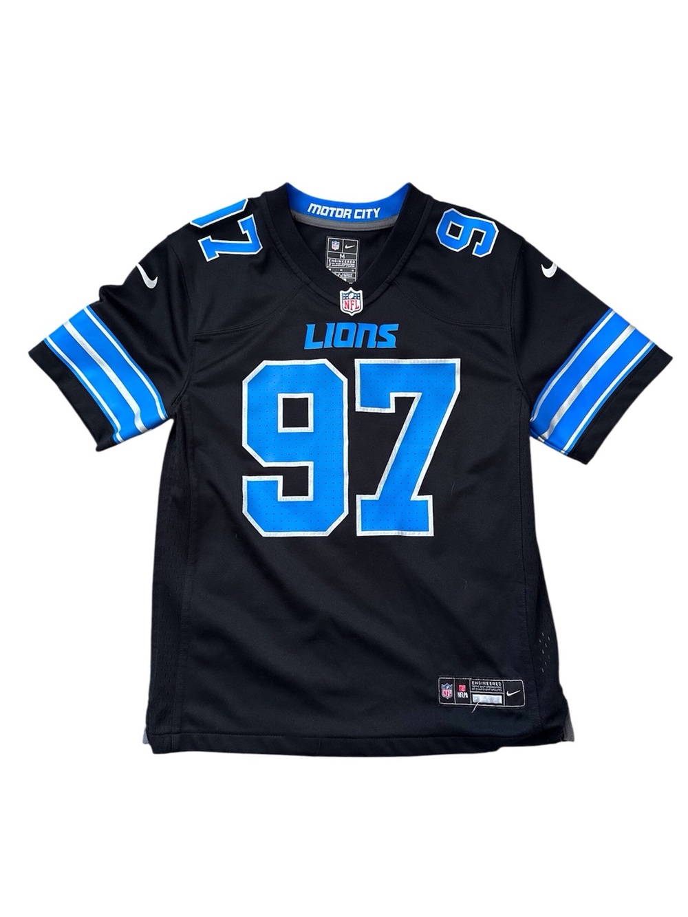 Nike Black & Honolulu Blue Detroit Lions Jersey, Boys Size Medium